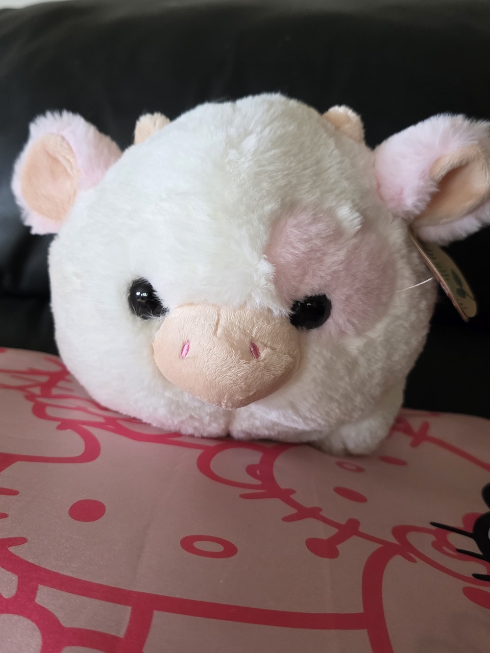 Plush Pink & White Pig Stuffed Animal - Soft Cuddly Toy